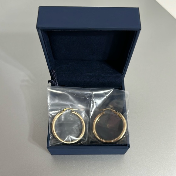 14K Solid Italian Gold Hoops - Picture 3 of 14